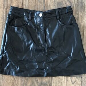 Lulu's Black Faux Leather Mini Skirt